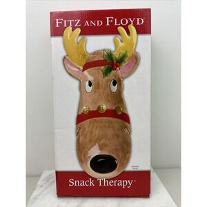Fits And Floyd Snack Therapy Reindeer Server Dish Christmas Holiday 2005